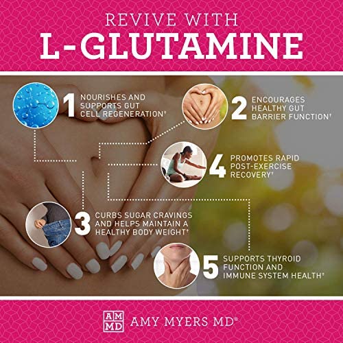 Amy Myers MD L-Glutamine Capsules from L glutamine 1700 mg Supports Sugar Craving, and Muscle Repair - Support Thyroid and Immune System Function - 120 Capsules Dietary Supplement