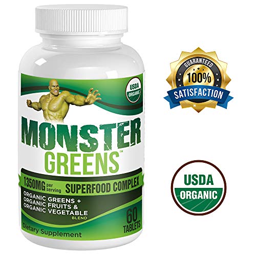Organic Greens (All-in-1) Superfood Greens Supplements with 28 Superfoods - Multi Greens Supplement Pills - Certified Organic - Easy to Swallow - 60 Tablets