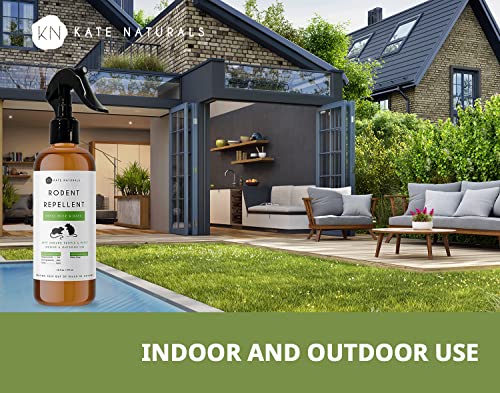 Rodent Repellent Spray with Peppermint Oil (16oz) by Kate Naturals. Formulated with Peppermint Oil to Repel Mice and Rats. Non-Toxic Peppermint Spray for Rodents, Raccoons, Ants Outdoor. Made in USA.