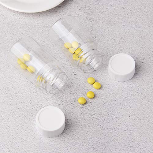 Lamoutor 18Pcs Clear Pill Bottle Plastic Medicine Bottle Empty Reagent Bottle Chemical Containers with Caps for Liquid Solid Powder Medicine 80ML