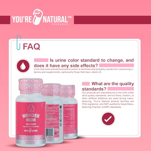 YOU'RE NATURAL Prenatal and Postnatal Vitamins for Women with Folate, DHA, Probiotics, Iron, Myo Inositol, Biotin, D3, B12 to Support Fetal Development, Pregnancy Must Have. 30 Day Supply