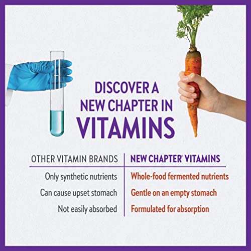 New Chapter Men's Multivitamin for Immune, Stress, Heart + Energy Support with 20 Fermented Nutrients - Every Man's One Daily, Gentle on The Stomach - 72 ct