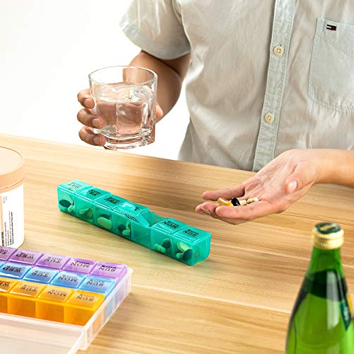 XL Large Monthly Pill Organizer 4 Weeks, 28 Day Pill Organizer Weekly, Big Compartment with Travel Case, 7 Day Pill Dispenser 4 Times a Day, Medicine Organizer Box for Vitamin, Fish Oil