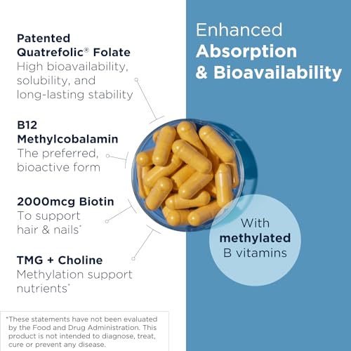 Designs for Health Methylated Vitamin B Complex - Vitamin B Supplements with B12 Vitamins, B1, B3, Niacin, B6, Folate & Biotin - Methylated Multivitamin for Metabolic + Heart Health (120 Capsules)