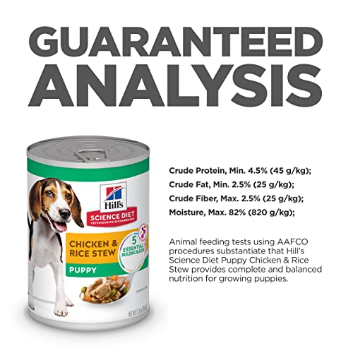 Hill's Science Diet Puppy Wet Dog Food, Savory Stew with Chicken & Rice, 12.5 oz. Cans, 12-Pack