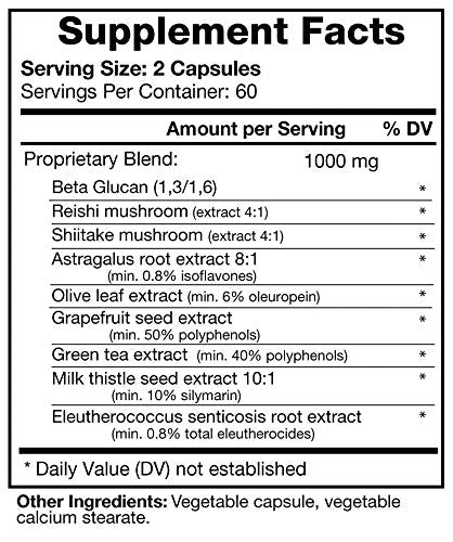 BIO-DESIGN Immune Plex Proprietary Blend Using Beta Glucan, Reishi and Shiitake Mushrooms and Other Herbal Supplements, Dietary Supplement for Daily Immune Health Support (120 Capsules)