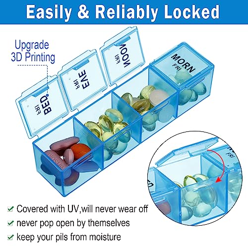 Dandat 2 Pack XL Large Weekly Pill Organizer 4 Times a Day Monthly Pill Organizer Large Weekly Medicine Organizer 28 Day Pill Box Organizer Weekly 7 Day Pill Dispenser 4 Times a Day
