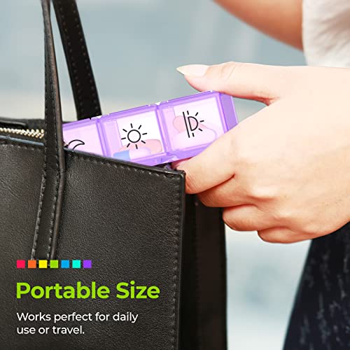 AUVON iMedassist Moisture-Proof Weekly Pill Organizer 4 Times a Day, Large 7 Day Pill Box Portable for Travel with Removable Individual Pill Containers to Hold Vitamins, Supplements and Medication
