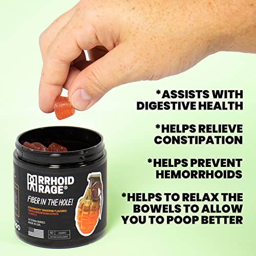 Rrhoid Rage - Fiber and Magnesium Gummies, Supports Digestive Health, Relieves Constipation, Helps Prevent Hemorrhoids, Has Both Soluble and Insoluble Fiber, Made in USA, 60 ct (1)