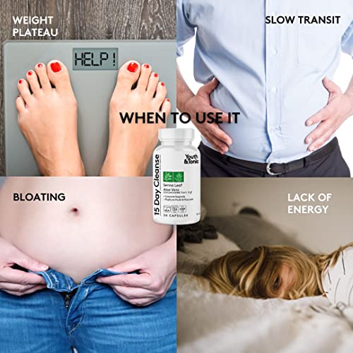 Youth & Tonic Water & Waste Away Pills for Belly Bloating and Swelling for a Thin Waistline & Slender Body as 2X Diet Support Supplements/Water Weigh Away + 15 Day Colon Cleanse 60 + 30 Capsules