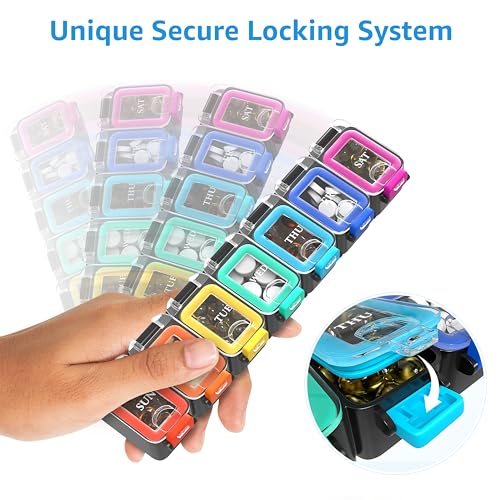 Moisture-Proof Weekly Pill Organizer - 7 Day Pill Case Travel and Home Large Pill Box Container Daily Medicine Organizer Box Week Pocket Pharmacy Medication, Vitamins, Supplements Portable Pill Holder