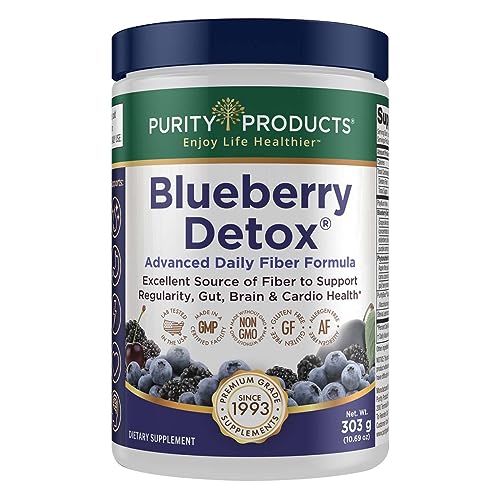 Purity Products Advanced Blueberry Detox Daily Fiber Formula Featuring PurityBlue Organic Wild Blueberries - A Full 6 Grams of Detoxifying, Regularity Promoting Prebiotic Fiber - 30 Servings