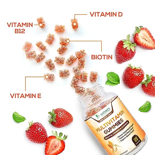 Multivitamin Gummies for Adult Women & Men, Daily Gummy Multivitamins Nutritional Support with 13 Vitamins and Minerals - Nature's Multi Vitamin Supplement, Non-GMO Berry Flavor - 120 Gummies