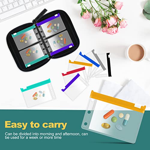 Timueetech Water-Proof Pill Organizer Bag(IPX4), Pill Loose-Leaf Storage Bag, Portable Travel Medicine Bag, Zippered Reusable Pill Pouches(Fit 1# Pouches)