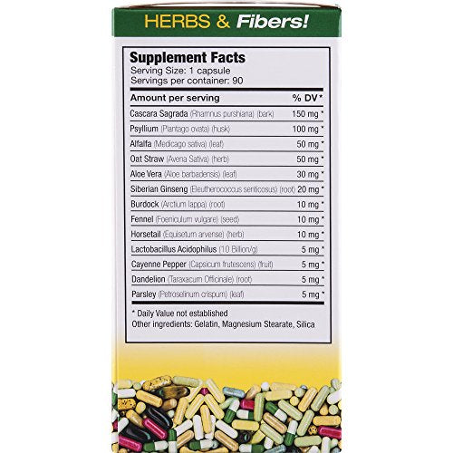 Sanar Naturals Colon Cleanser - Herbal Blend with Probiotics and Fibers - Digestive Health Dietary Fiber Supplement, Gut Cleanse Detox for Women & Men, Contains Cascara Sagrada & Psyllium, 90 Capsules