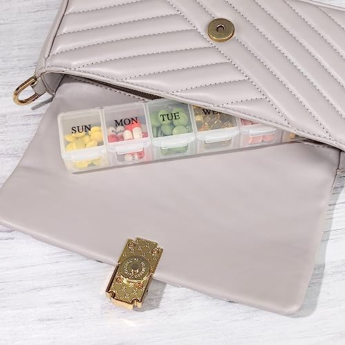 Extra Large Weekly Pill Organizer,Daily Pill Cases for Pills, Vitamin, Fish Oils or Supplements, BPA Free Pill Box (Transparent)