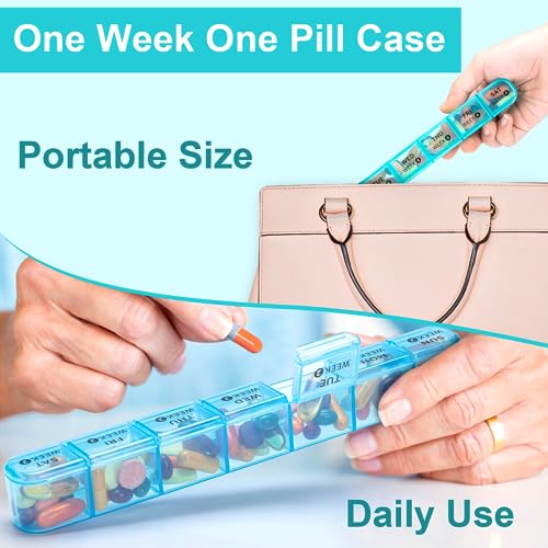 Monthly Pill Organizer 1 Times a Day,Daviky 4 Weekly Pill Organizer,Monthly Pill Box 1 Times a Day Organizer,28 Day Portable Pill Case Organizer,Medicine Organizer for Vitamins and Medication(Rainbow)