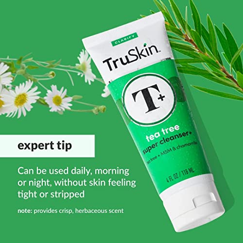 TruSkin Tea Tree Super Facial Cleanser - Acne Treatment with MSM, Chamomile and Vitamin E, 4 fl oz