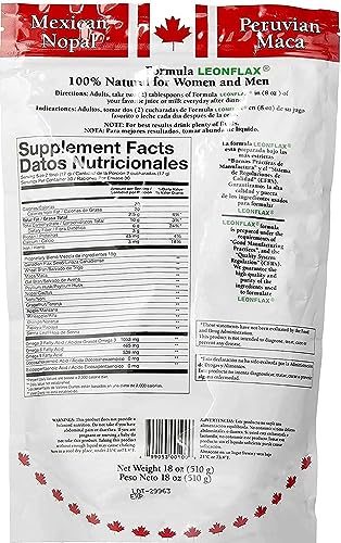 Leonflax, 100% Authentic Canadian Flax Seed, All-Natural, High Fiber Content, Dietary Supplement to Improve Your Digestive Health, 18 Oz, Bag, Natural Health Corporation (Pack of 3)
