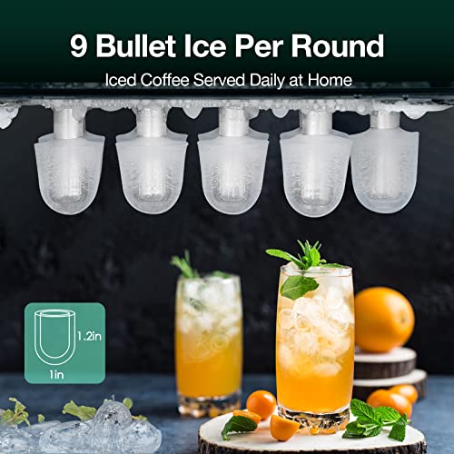 Countertop Ice Maker 6 Mins 9 Bullet Ice, 26.5lbs/24Hrs, Portable Ice Maker Machine with Self-Cleaning, Bags, Ice Scoop, and Basket, for Home/Kitchen/Office/Party