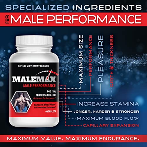 Male Enlargement Pills- Amplify Male Size- Boost Up to 3 Inches Fast- Extend in Length, Engorge in Girth- Stamina Multiplier- 60 Tablets
