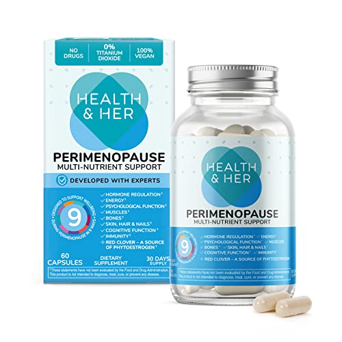 Health & Her Perimenopause Multi-Nutrient Support, Support for Wellbeing During Pre-Menopause (Early Stage of Menopause) Perimenopause Supplements for Women, Perimenopause Vitamins, Vegan (60 ct.)