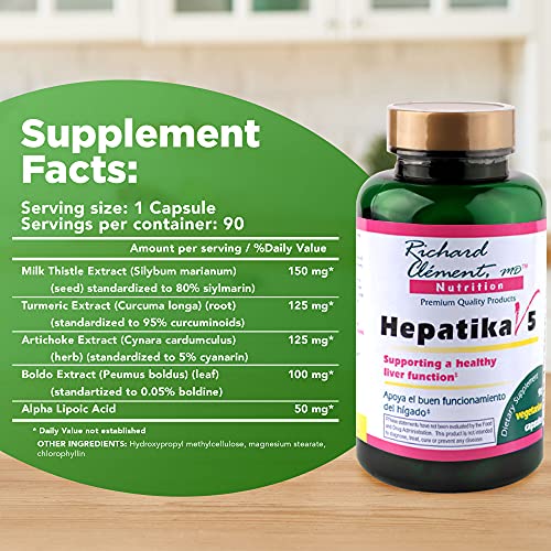 RICHARD CLEMENT MD NUTRITION Hepatika V5-G with L-Glutathione Dietary Supplement for Liver Cleanse Detox & Repair Liver Support Supplement - Milk Thistle Extracts for Digestive Health. 90 Capsule