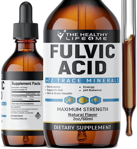 Organic Fulvic Acid + 72 Trace Minerals | Digestion | Hydration | Keto, Dietary Supplement | Energy | pH Balance | 2-Month Supply