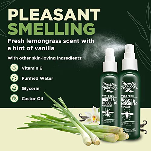 Medella Naturals Insect & Mosquito Repellent, DEET-Free All-Natural Formula, Kid and Pet Friendly, Made in the USA, 2 Ounce Spray Bottle, 3-Pack