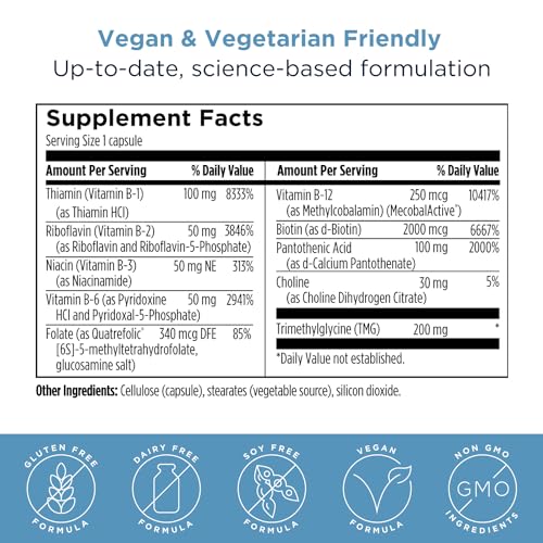 Designs for Health Methylated Vitamin B Complex - Vitamin B Supplements with B12 Vitamins, B1, B3, Niacin, B6, Folate & Biotin - Methylated Multivitamin for Metabolic + Heart Health (120 Capsules)