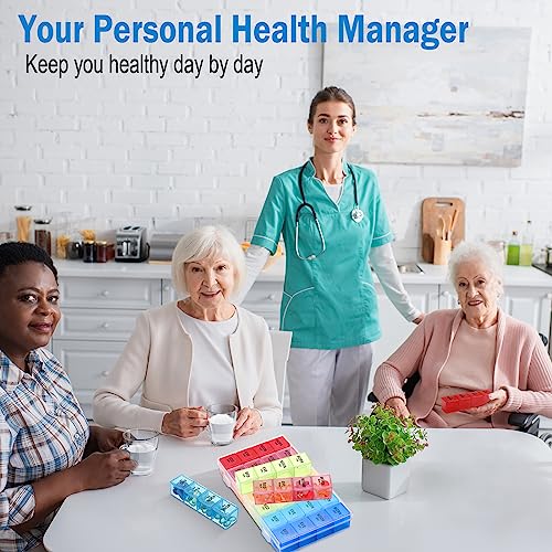 Dandat 2 Pack XL Large Weekly Pill Organizer 4 Times a Day Monthly Pill Organizer Large Weekly Medicine Organizer 28 Day Pill Box Organizer Weekly 7 Day Pill Dispenser 4 Times a Day