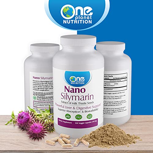 One Planet Nutrition Nano Silymarin Supplements- Milk Thistle Seeds Extract for Liver, Silymarin Extract for Absorption & Bioavailability, 120 Veggie Capsules, 250 mg