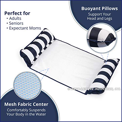 Aqua Original 4-in-1 Monterey Hammock Pool Float & Water Hammock – Multi-Purpose, Inflatable Pool Floats for Adults – Patented Thick, Non-Stick PVC Material – Navy