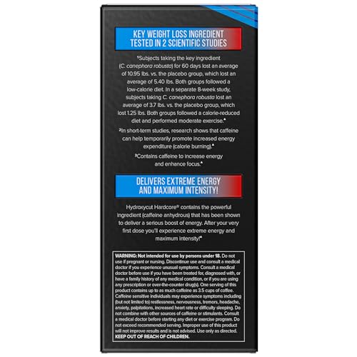 Weight Loss Pills For Women & Men | Hydroxycut Hardcore | Weight Loss Supplement Pills | Energy Pills To Lose Weight | Metabolism Booster For Weight Loss | Weightloss & Energy Supplements | 60 Pills