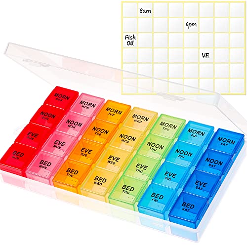 VMVN Pill Box 7 Day, Large Pill Cases Organizers,Weekly Pill Container AM/PM Medicine Organizer,Removable 4 Times a Day Pill Holder