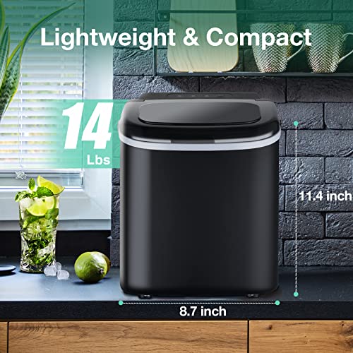 Countertop Ice Maker 6 Mins 9 Bullet Ice, 26.5lbs/24Hrs, Portable Ice Maker Machine with Self-Cleaning, Bags, Ice Scoop, and Basket, for Home/Kitchen/Office/Party