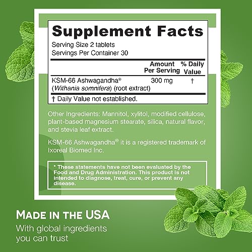 EZ Melts Dissolvable KSM-66 Ashwagandha®, 300 mg, Sugar-Free, Stress, Sleep and Mood Support Supplement, 30-Day Supply