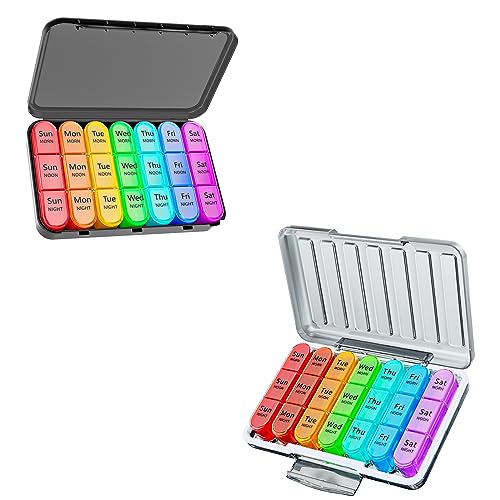 Windtrace Pill Organizer 3 Times a Day, Weekly Pill Organizer 3 Times a Day,Large Pill Box 7 Day,Pill Case with Moisture-Proof Design,Medication Organizer to Hold Vitamins,Supplements,Fish Oil
