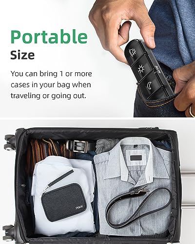 Weekly Pill Organizer 4 Times a Day with a Business Stylish Bag, PULIV Portable Pill Box 7 Day with 28 Compartments for Men, Removable Pill Sorters to Store Vitamin, Medication, Fish Oil, Supplements