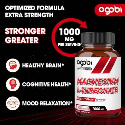 1000 mg Magnesium L-Threonate Supplement - 150 Pills - Strength Concentrated Formula for Comfortable Mind, Brain Health, Focus & Cognitive Support - Gluten-free, Non-GMO