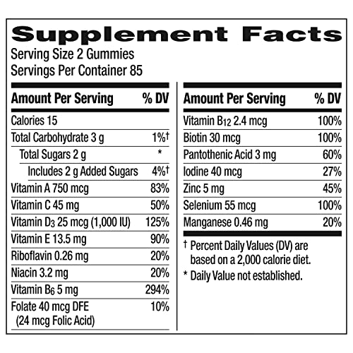 Centrum MultiGummies Gummy Multivitamin for Men, Multivitamin/Multimineral Supplement with Selenium, Antioxidants and Vitamin D3, Assorted Fruit Flavor - 170 Count