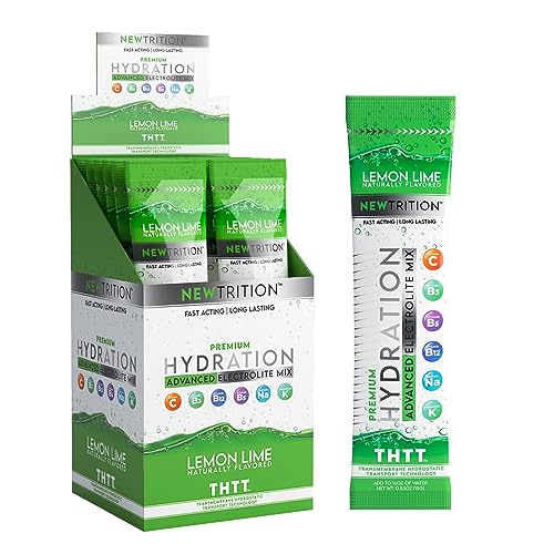 NewTrition Hydration Drink Electrolyte Powder Packets | Dehydration Relief | Non-GMO | Lemon Lime - 12 Count