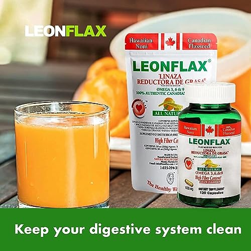 Leonflax, 100% Authentic Canadian Flax Seed, All-Natural, High Fiber Content, Dietary Supplement to Improve Your Digestive Health, 18 Oz, Bag, Natural Health Corporation (Pack of 3)