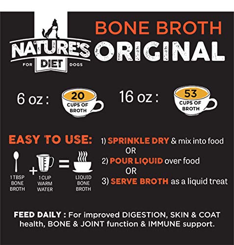 Nature's Diet Pet Bone Broth Protein Powder with Pumpkin, Fish Oil and Turmeric (Chicken, 16 oz = 159 Servings)