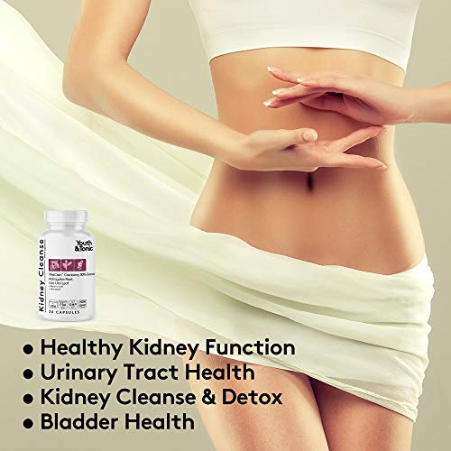 Youth & Tonic Kidney Cleanse Detox for Residual Metabolic Waste & Excess Body Water for Urinary Tract & Bladder Health 30 Capsules