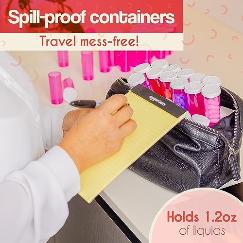 Top Class Ventures Pink Empty Pill Bottles with Caps – 30 Pack - Plastic Prescription Medicine Bottles – 8 Dram - Small Travel Size, Medication Organizer, Nurse Graduation Party Favors