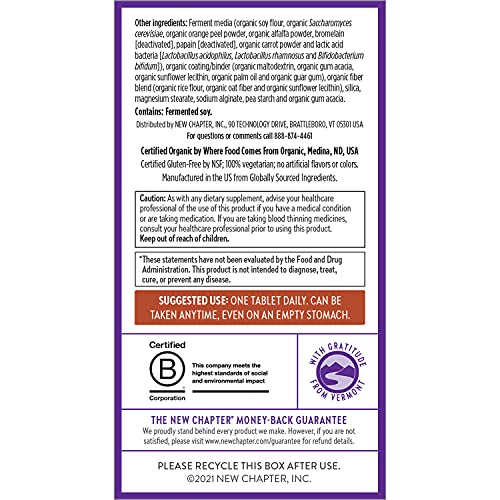 New Chapter Men's Multivitamin for Immune, Stress, Heart + Energy Support with 20 Fermented Nutrients - Every Man's One Daily, Gentle on The Stomach - 72 ct