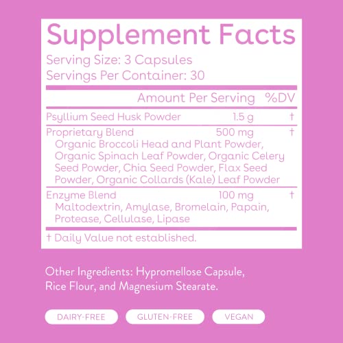 Love Wellness Sparkle Fiber | Fiber Supplement with Digestive Enzymes | Greens Superfood Powder & Psyllium Husk Powder | Promotes Gut Health for Women | Regularity & Bloating Relief | 90 Count