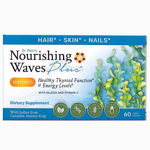 Rhoziva Nourishing Waves Plus Maintain Healthy Hair, Skin and Nails with Biotin, Vitamin B Complex with B1, B3, B6. Thyroid Support Supplement with Kelp, Iodine & Silicon. 60 Capsules (Pack of 1)