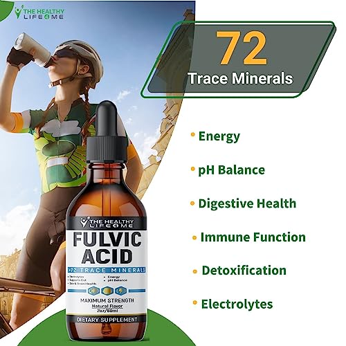 Organic Fulvic Acid + 72 Trace Minerals | Digestion | Hydration | Keto, Dietary Supplement | Energy | pH Balance | 2-Month Supply